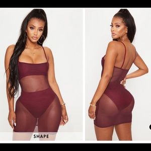 PrettyLittleThing Mesh Panel Bodycon Dress